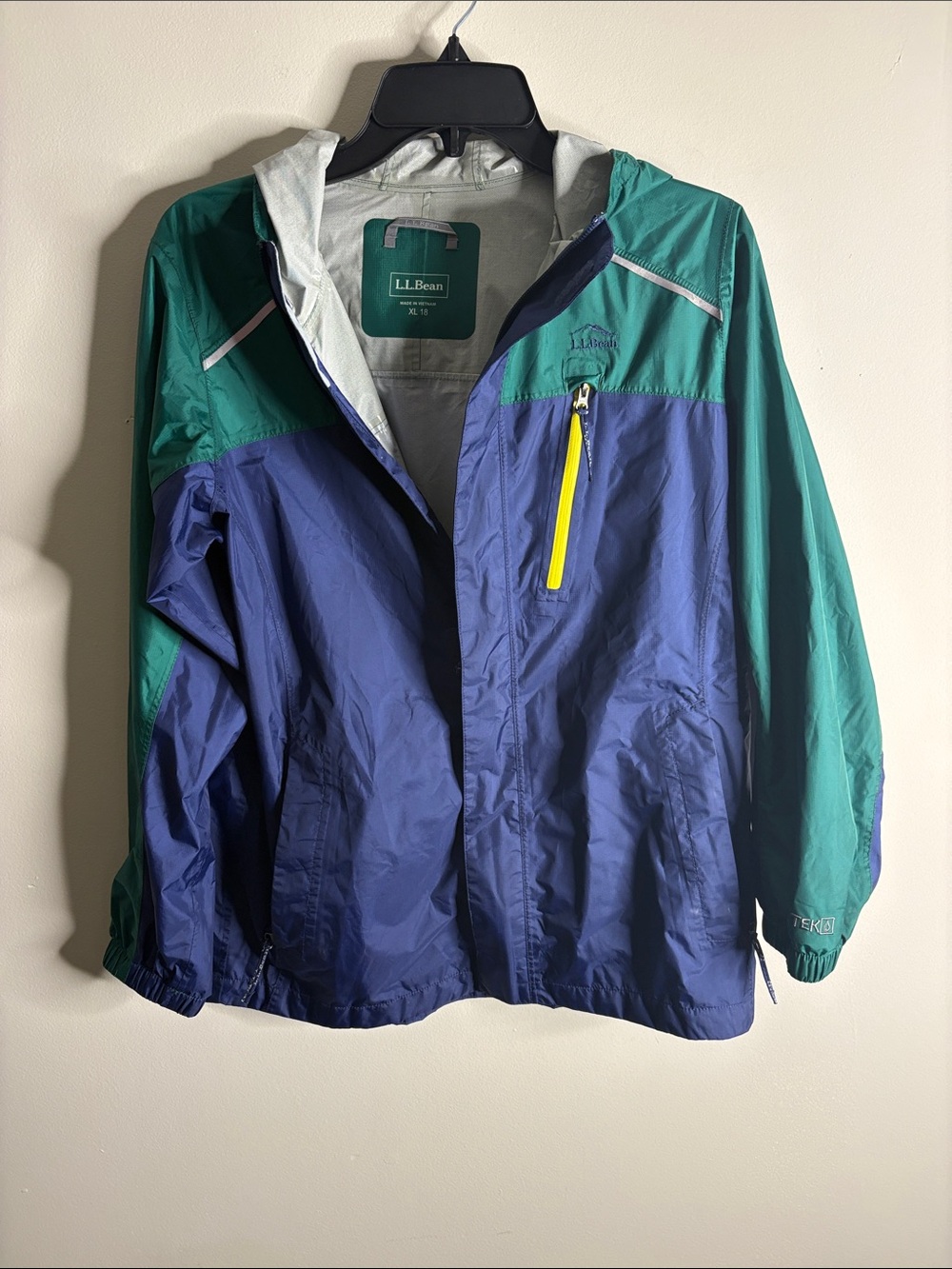 L.L. Bean Teal, Navy & Yellow Kids' Hooded Raincoat